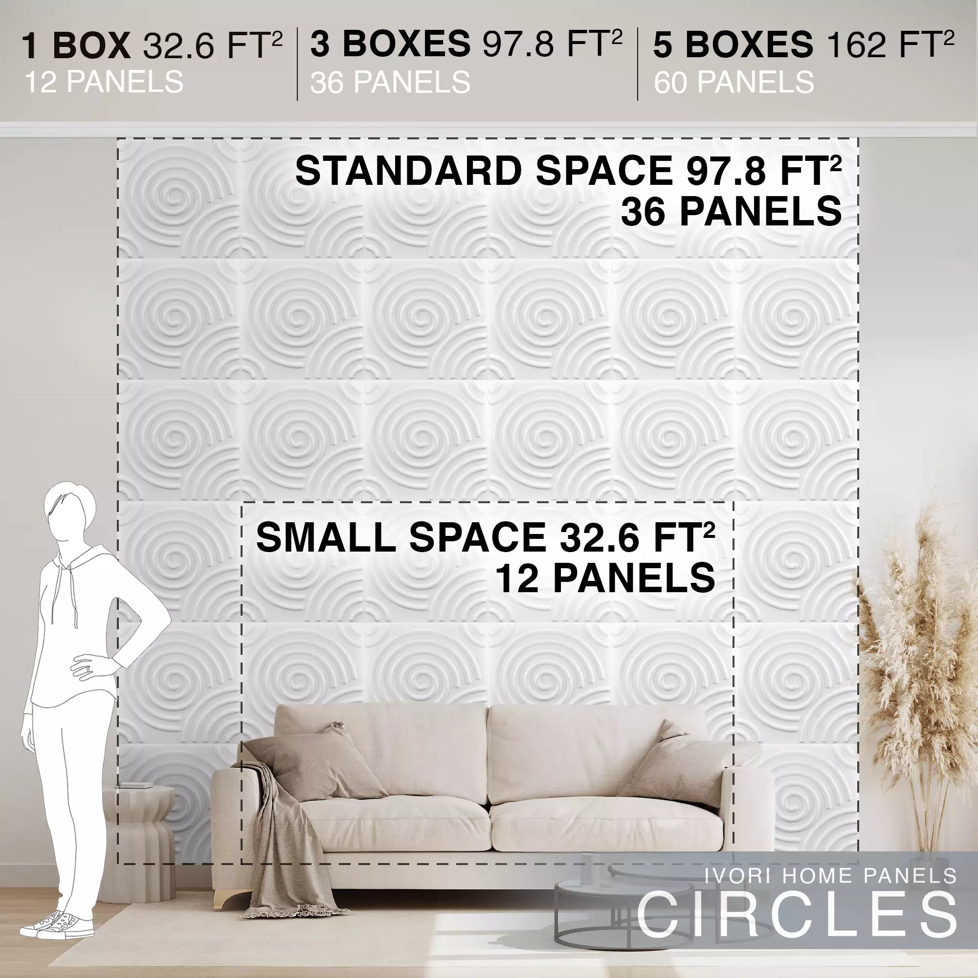 IVORI™ Circles Deluxe Wall Panel  (12 pc set)
