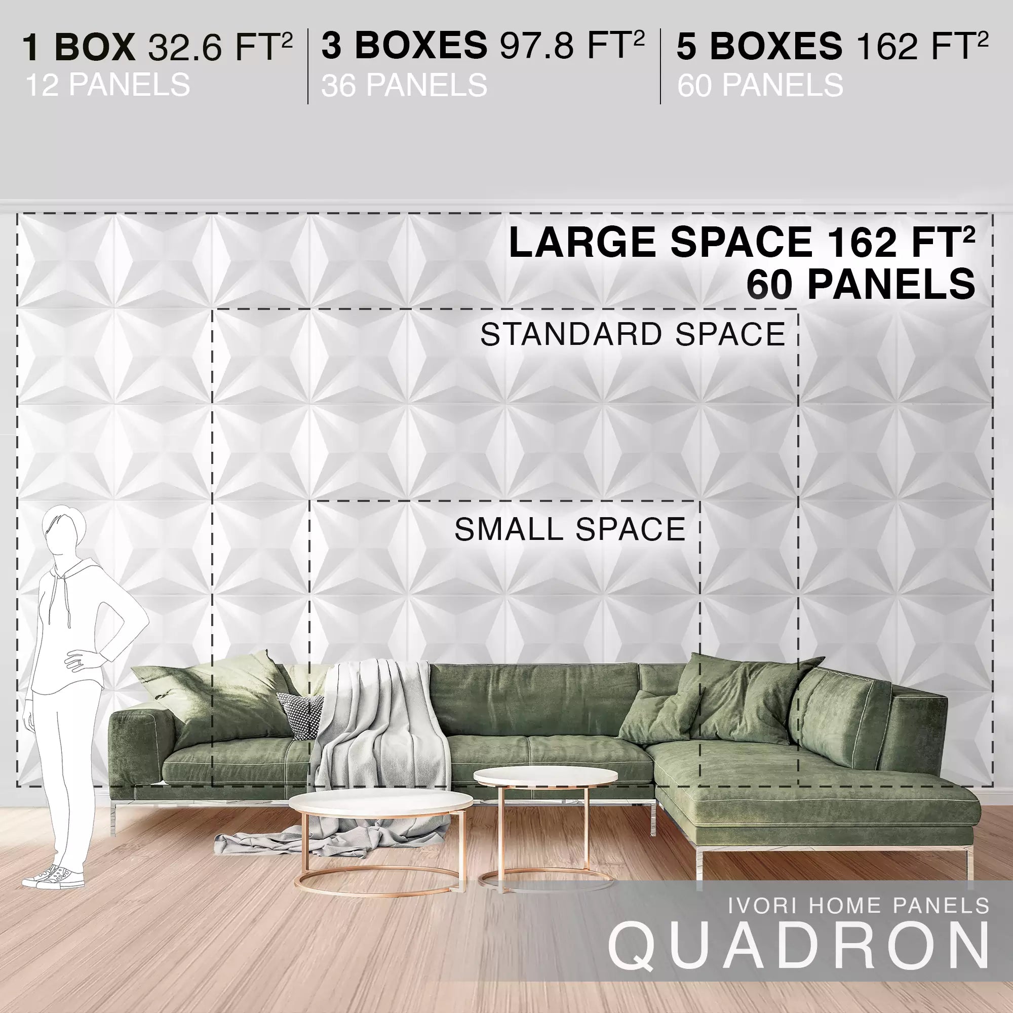 IVORI™ Quadron Lux Wall Panel  (12 pc set)