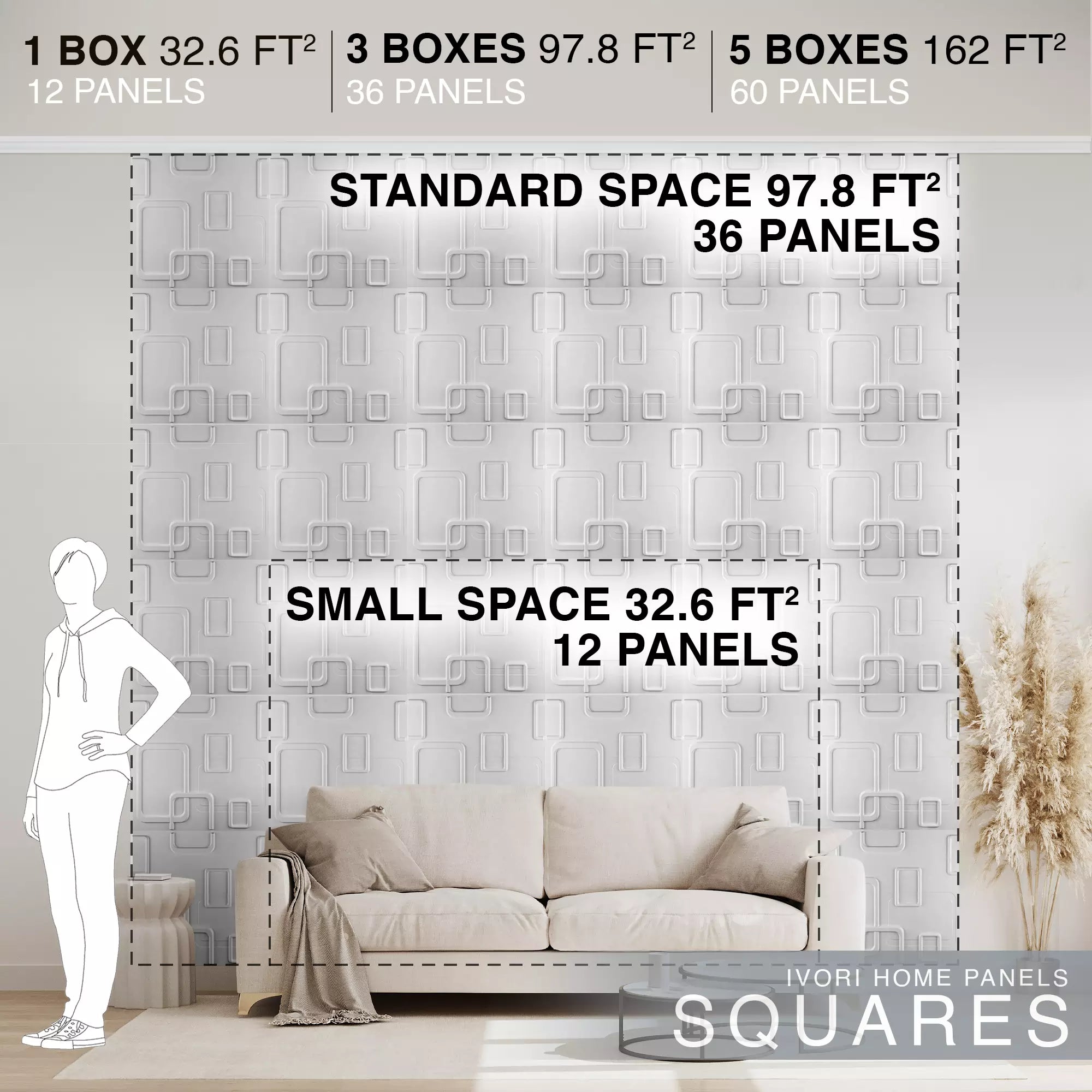 IVORI™ Squares Lux Wall Panel (12 pc set)