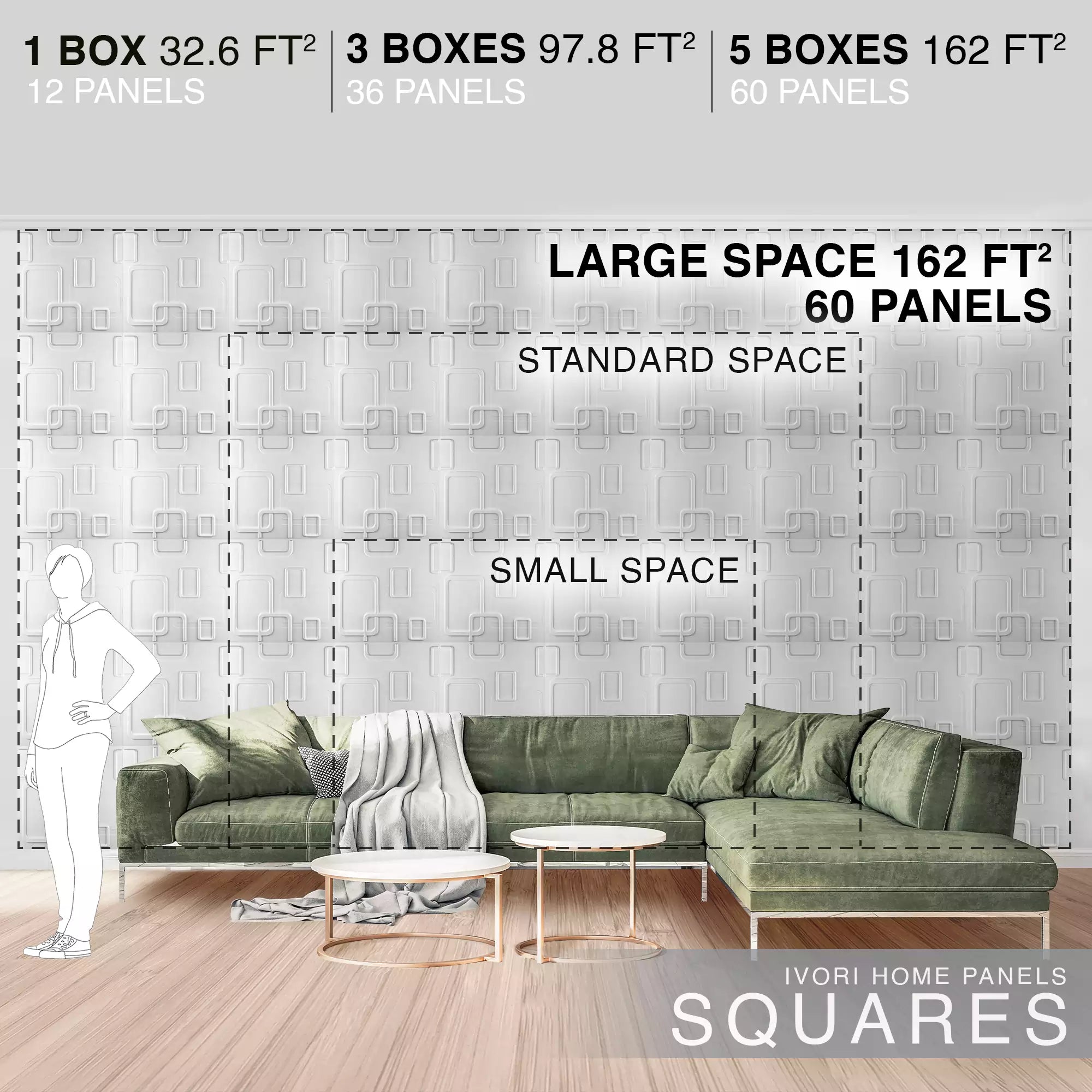 IVORI™ Squares Lux Wall Panel (12 pc set)