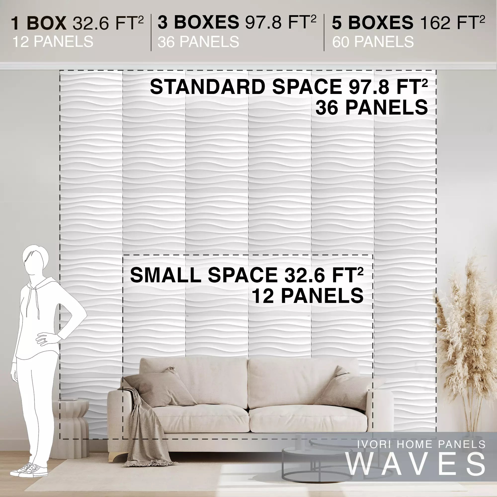 IVORI™ Waves Deluxe Wall Panel  (12 pc set)
