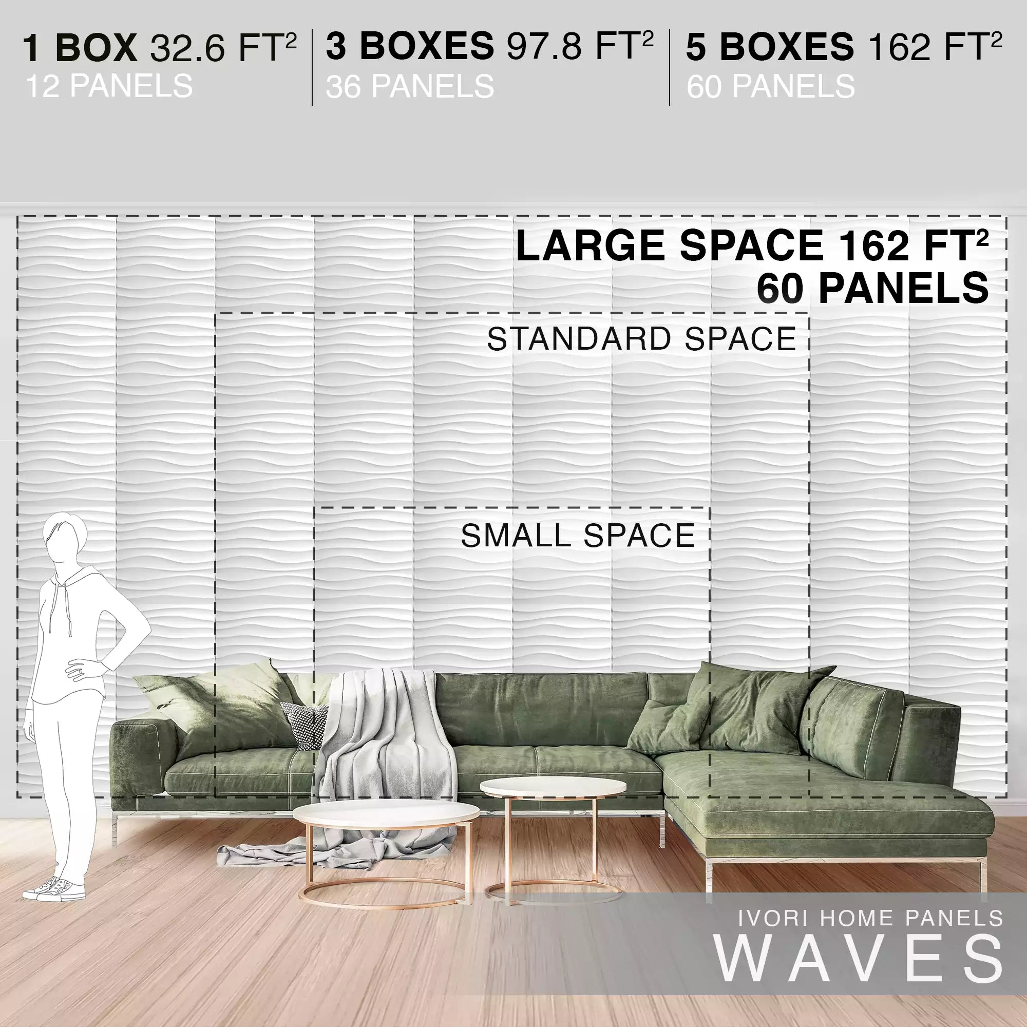 IVORI™ Waves Deluxe Wall Panel  (12 pc set)