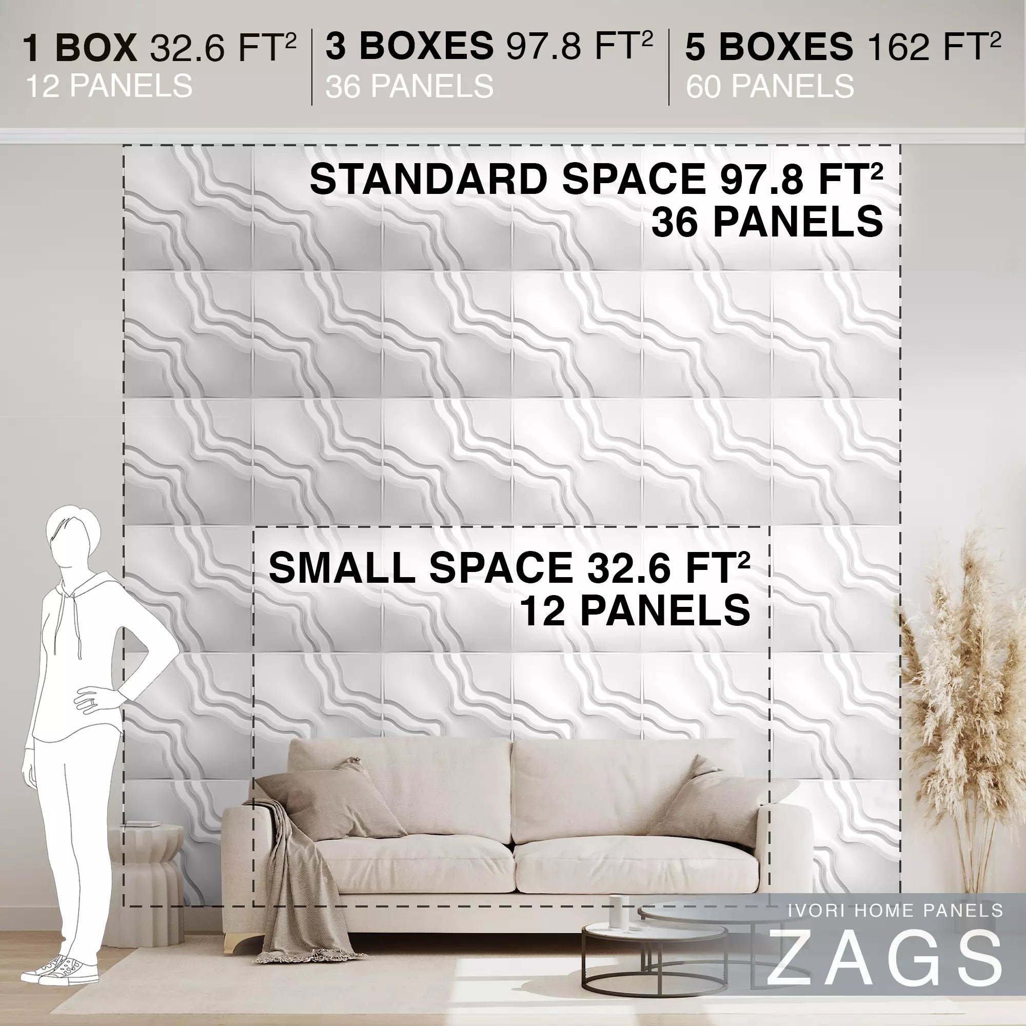 IVORI™ Zags Lux Wall Panel  (12 pc set)