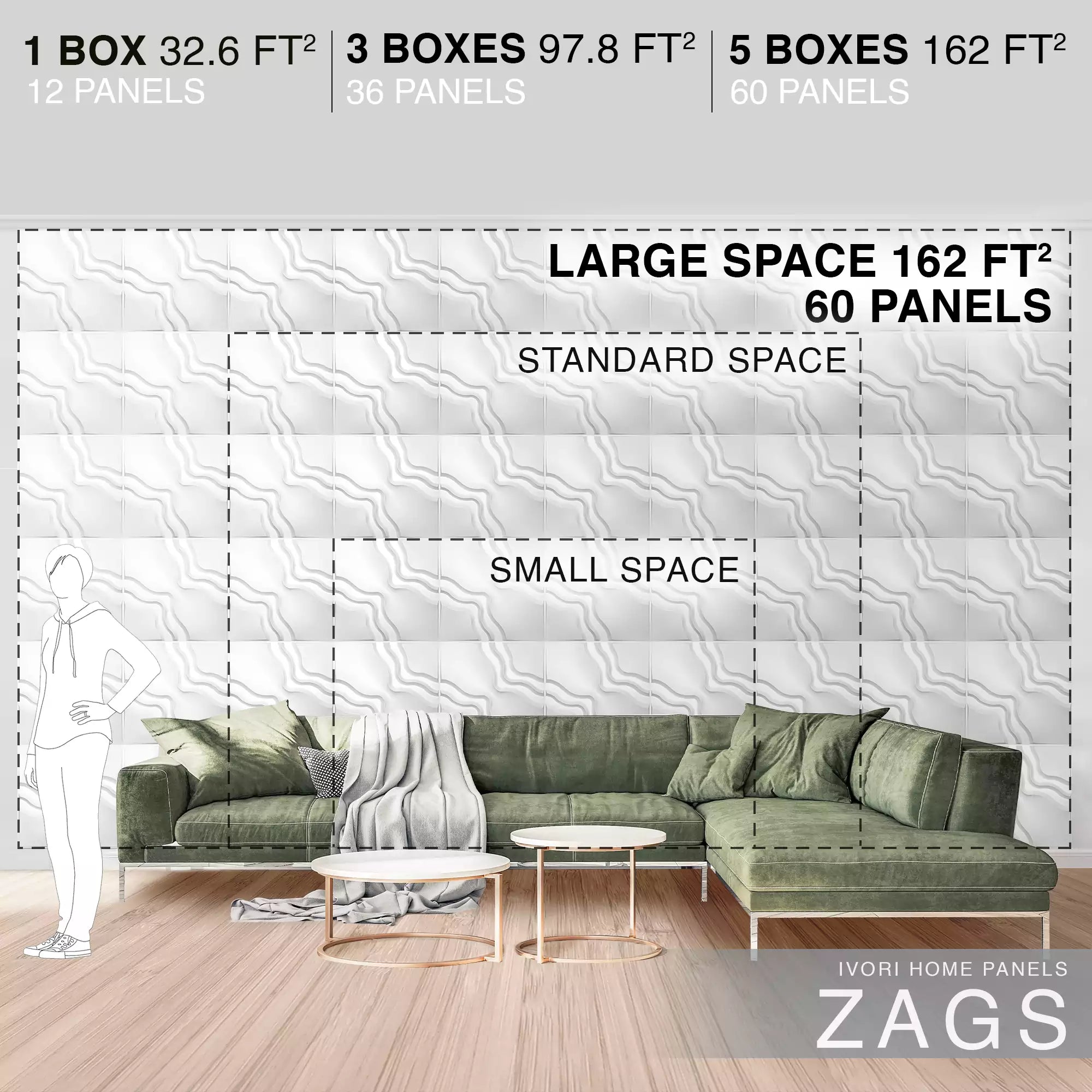 IVORI™ Zags Lux Wall Panel  (12 pc set)