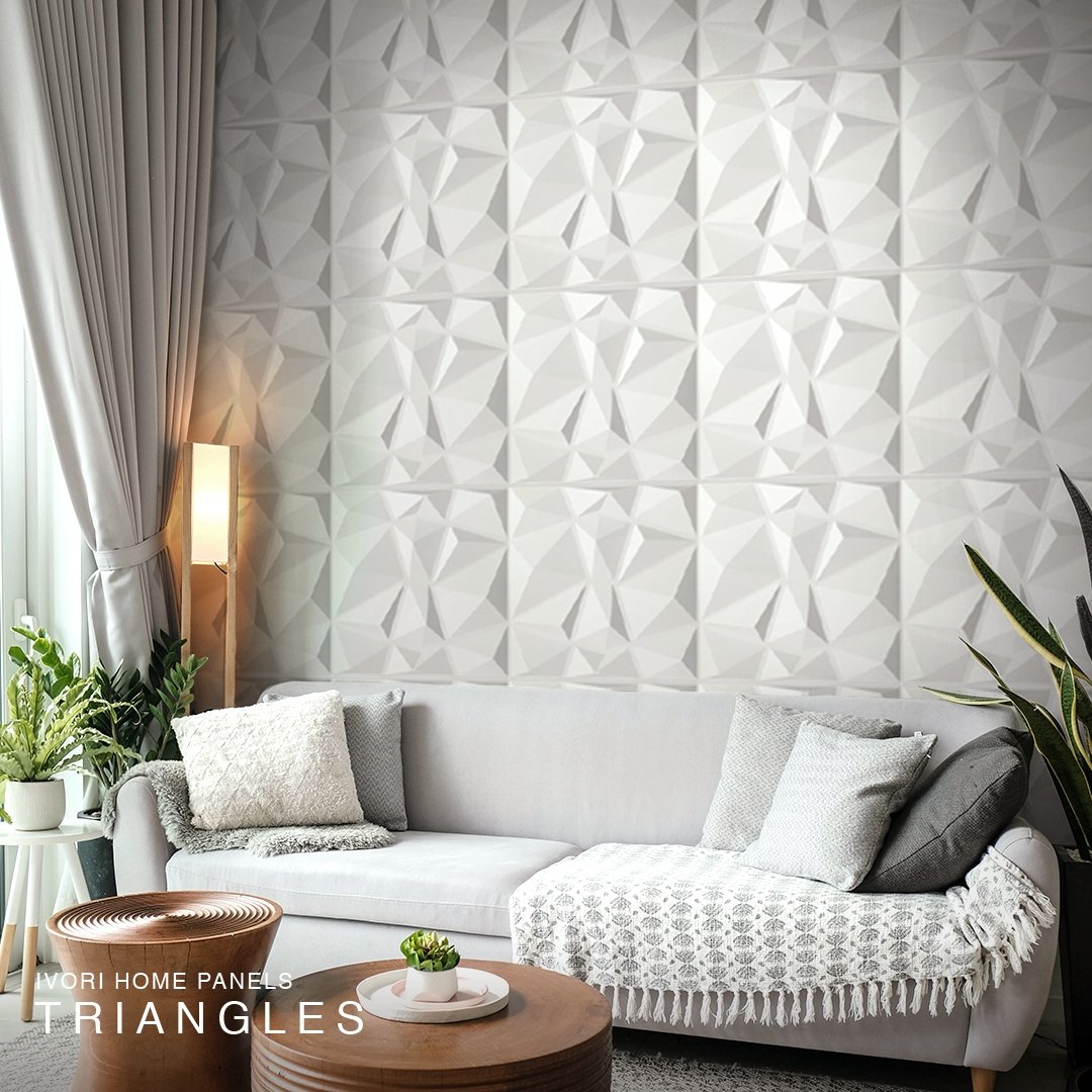 IVORI™ Triangles Lux Wall Panel (12 pc set) + 1 Adhesive Roll - 1x1 BUNDLE - Ivori Home